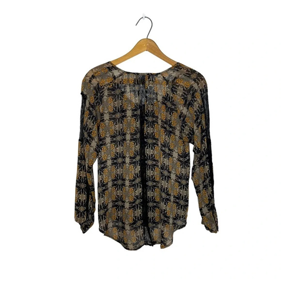 ASTR FINAL PRICE 🌺 Boho Floral Print Lace Panel Concealed Button Down Blouse - Picture 5 of 9